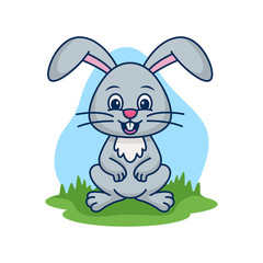 Cute rabbit vector cartoon illustration