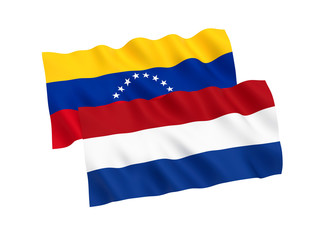 Flags of Venezuela and Netherlands on a white background