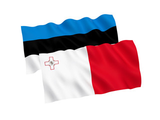 Flags of Estonia and Malta on a white background