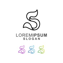 colorful letter s logo design with line