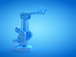 3d rendered illustration of a blue welding robot