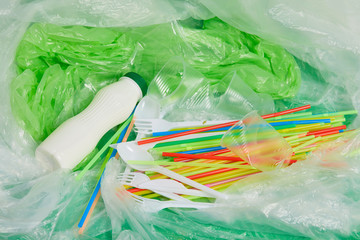 Plastic waste after a picnic