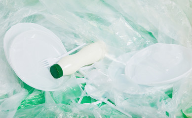 Plastic waste after a picnic