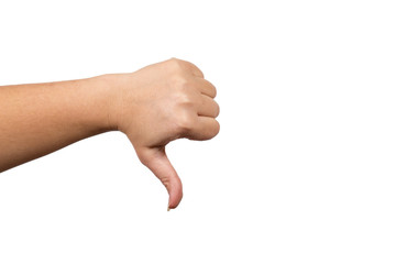 thumb down , female hand