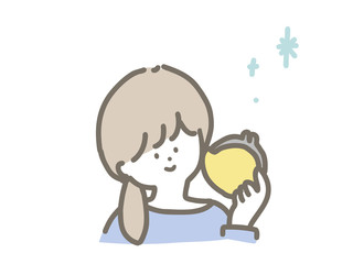 黄色い財布を持った若い主婦