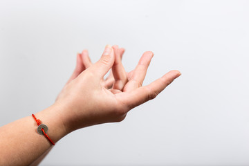 fingers meditation on white