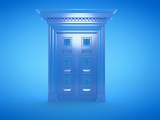 3d rendered illustration of a blue door