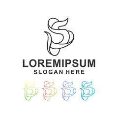 colorful letter s logo design with line