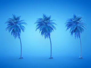 Fototapeta na wymiar 3d rendered illustration of three blue palm trees