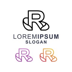 colorful letter r logo design with line