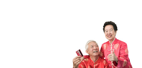 Chinese senior elderly spend credit card online  shopping New Year