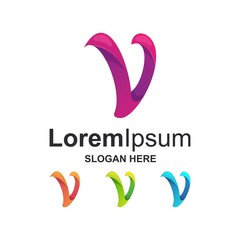 colorful letter v logo design premium