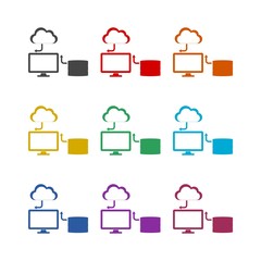 Cloud Database color icon set isolated on white background