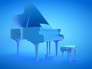 3d rendered illustration of a blue grand piano