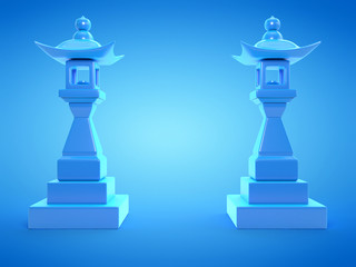 3d rendered illustration of a blue asian lamp statue