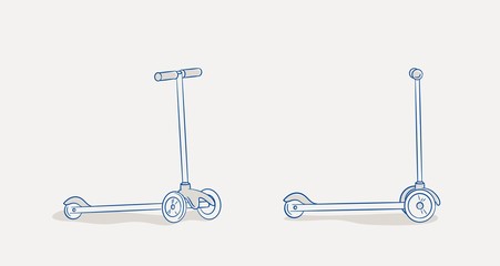 Cartoon Vector Illustration Of a 3 Wheel Scooter.