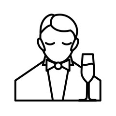 wine taster with cup line style icon