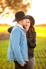 Happy young couple in countryside