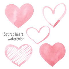 Watercolor Valentine Red Heart Clipart Valentines day colorful pastel hearts, trendy, spring, love, wedding, romance,  hand painted set