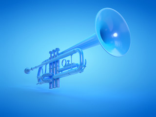 3d rendered illustration of a blue trumpet