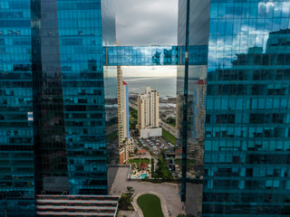 Beautiful aerial view of Panama City Skyscrapers 