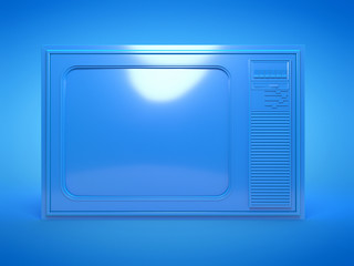3d rendered illustration of an old blue TV