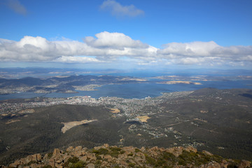 Obraz premium Blick vom Mt Wellington auf Hobart. Tasmanien. Australien