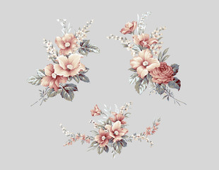Decorative elegant luxury design.Vintage flower element. - 305638965