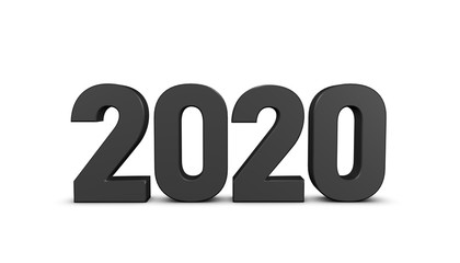 2020 - Black 3D Illustration - Isolated On White Background