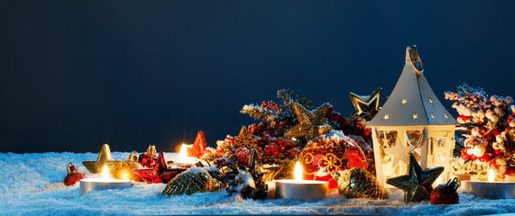 Christmas composition on snow