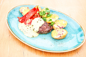 Beef dish in a restaurant