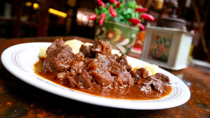 Beef dish in a restaurant