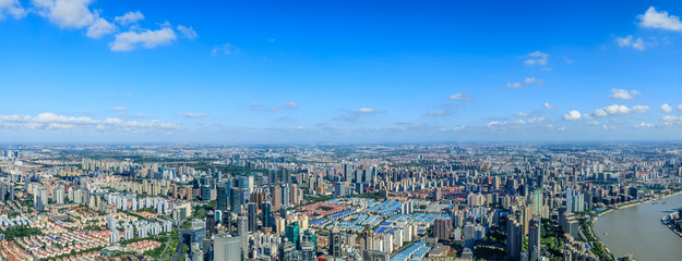 Obraz na płótnie Canvas Aerial view of Shanghai skyline,China.