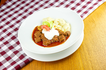 Beef dish in a restaurant