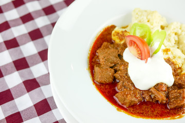 Beef dish in a restaurant