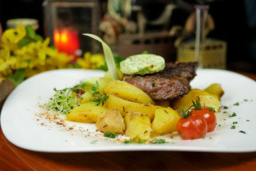 Beef dish in a restaurant