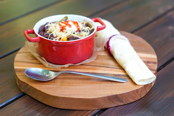 Beef dish in a restaurant