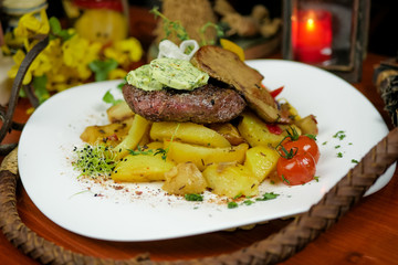 Beef dish in a restaurant