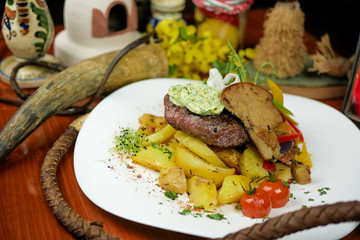 Beef dish in a restaurant