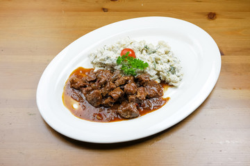 Beef dish in a restaurant