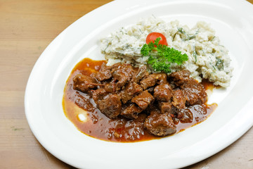 Beef dish in a restaurant
