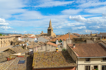 Fototapeta na wymiar Spanish town Olite with a cathedral, view from above