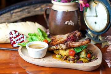 Beef dish in a restaurant