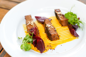Beef dish in a restaurant