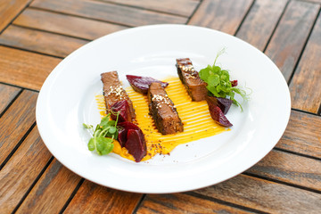 Beef dish in a restaurant