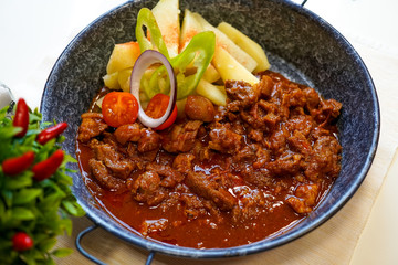 Beef dish in a restaurant