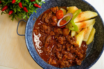 Beef dish in a restaurant