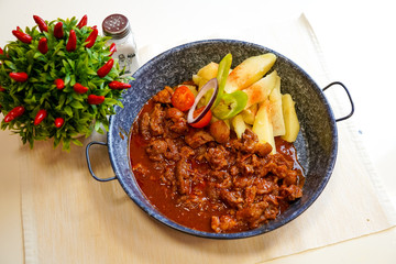 Beef dish in a restaurant
