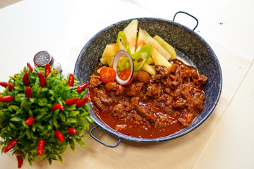 Beef dish in a restaurant