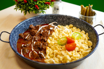 Beef dish in a restaurant